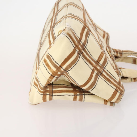 PRADA Canapa Hand Bag Canvas 2 Set Pink Beige Auth 174968