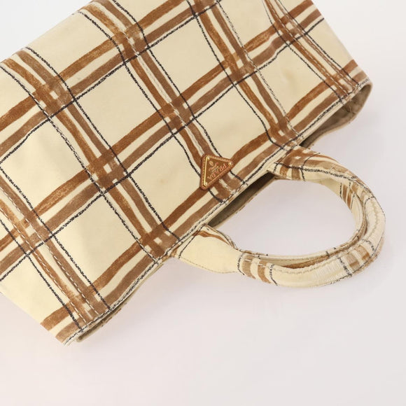 PRADA Canapa Hand Bag Canvas 2 Set Pink Beige Auth 174968