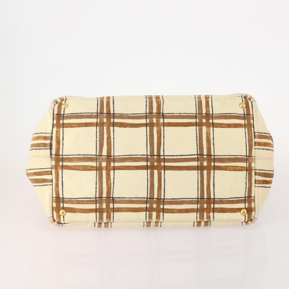 PRADA Canapa Hand Bag Canvas 2 Set Pink Beige Auth 174968
