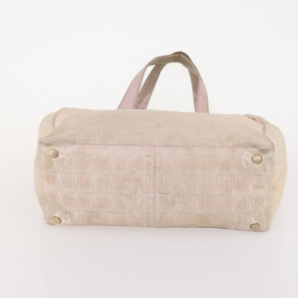 CHANEL New Travel line Tote Bag Nylon 5 Set Beige Black CC Auth 174969