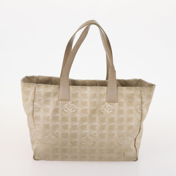 CHANEL New Travel line Tote Bag Nylon 5 Set Beige Black CC Auth 174969