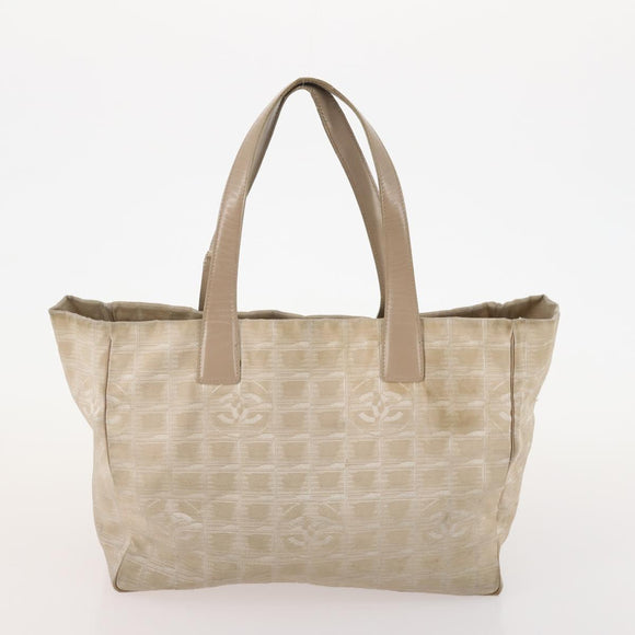 CHANEL New Travel line Tote Bag Nylon 5 Set Beige Black CC Auth 174969