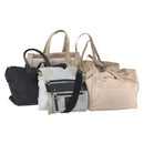 CHANEL New Travel line Tote Bag Nylon 5 Set Beige Black CC Auth 174969-1