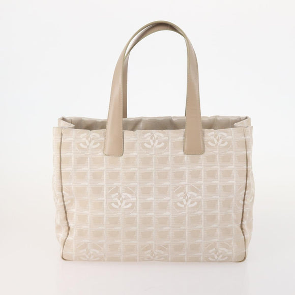 CHANEL New Travel line Tote Bag Nylon 5 Set Beige Black CC Auth 174969