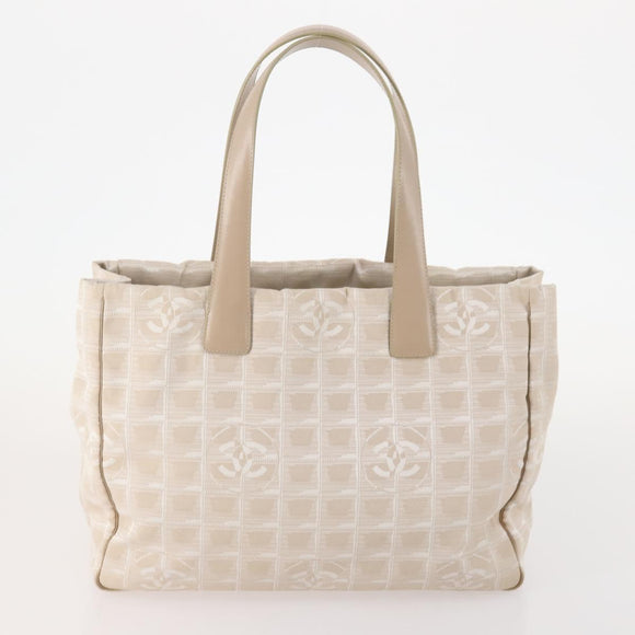 CHANEL New Travel line Tote Bag Nylon 5 Set Beige Black CC Auth 174969