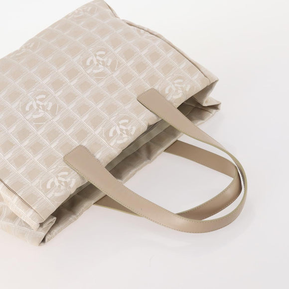 CHANEL New Travel line Tote Bag Nylon 5 Set Beige Black CC Auth 174969