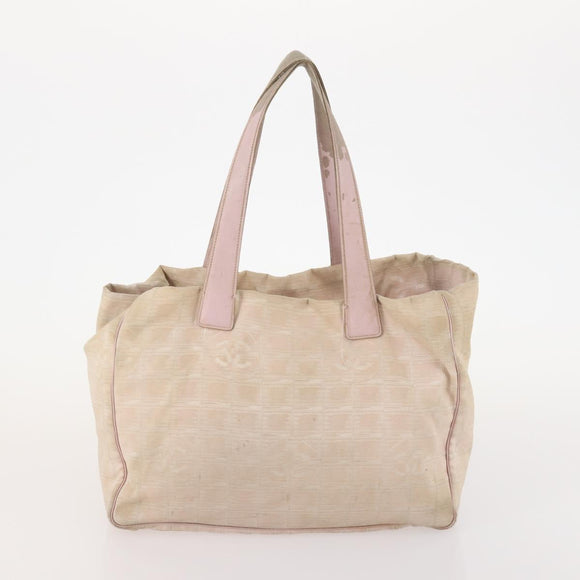 CHANEL New Travel line Tote Bag Nylon 5 Set Beige Black CC Auth 174969