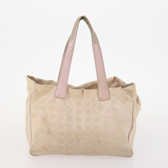 CHANEL New Travel line Tote Bag Nylon 5 Set Beige Black CC Auth 174969