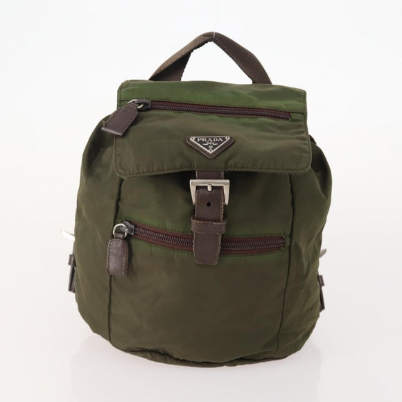 PRADA Backpack Nylon 5 Set Green Black Auth 174970