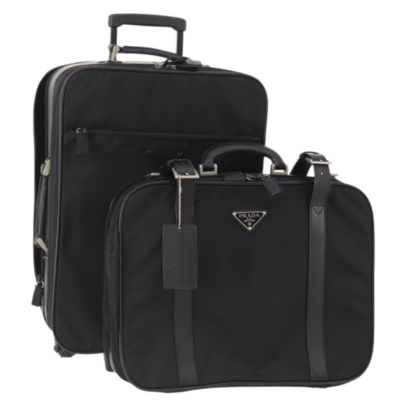 PRADA Trunk Nylon 2 Set Black Auth 174973