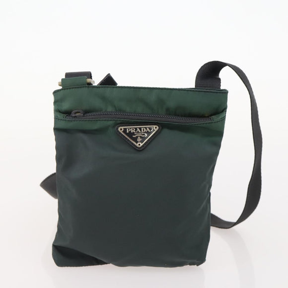 PRADA Shoulder Bag Nylon Velour 4 Set Black Green Auth 174976