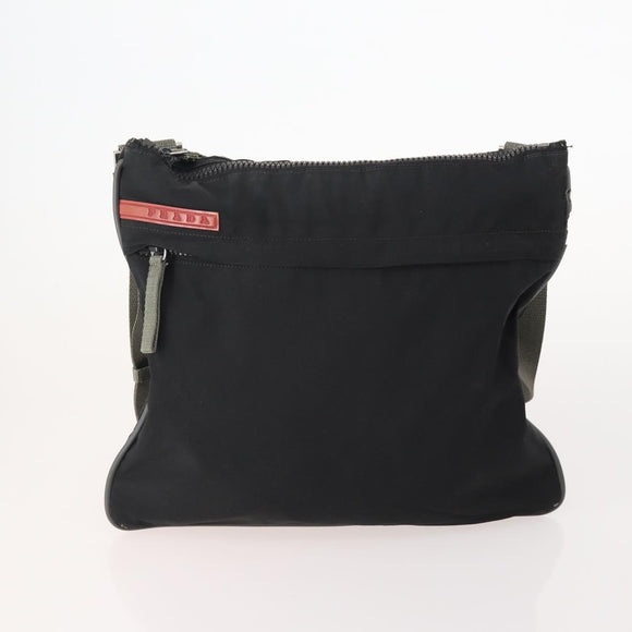 PRADA Shoulder Bag Nylon Velour 4 Set Black Green Auth 174976
