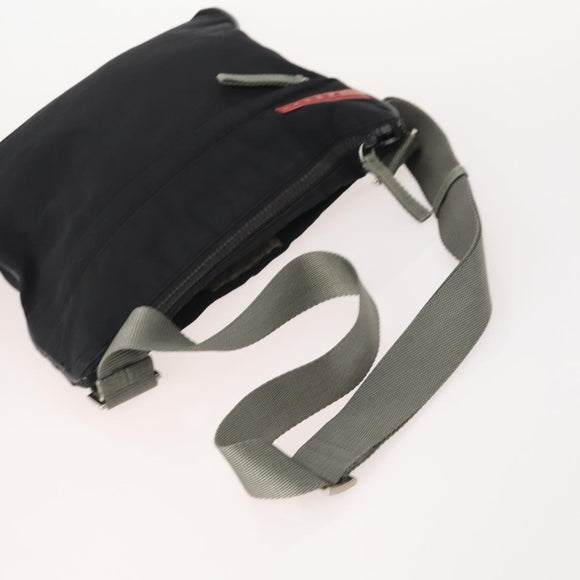 PRADA Shoulder Bag Nylon Velour 4 Set Black Green Auth 174976