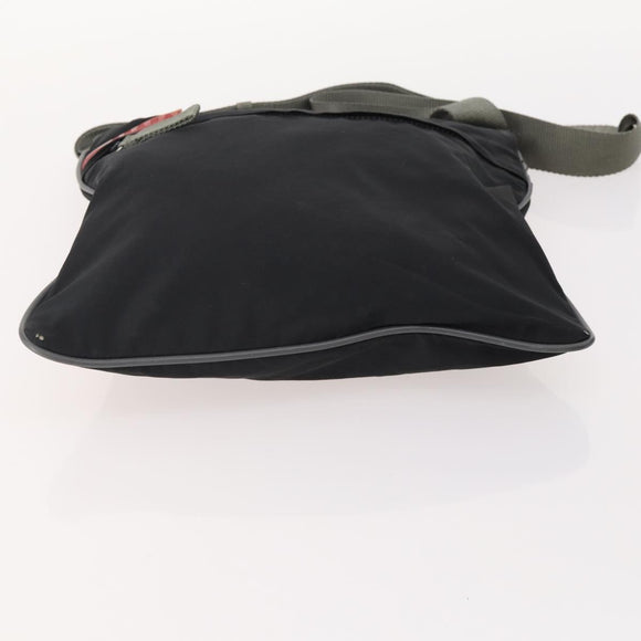 PRADA Shoulder Bag Nylon Velour 4 Set Black Green Auth 174976