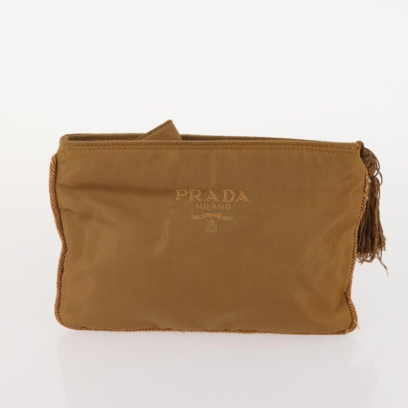 PRADA Pouch Nylon Leather 5 Set Black Yellow Brown Auth 174977