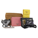 PRADA Pouch Nylon Leather 5 Set Black Yellow Brown Auth 174977-1
