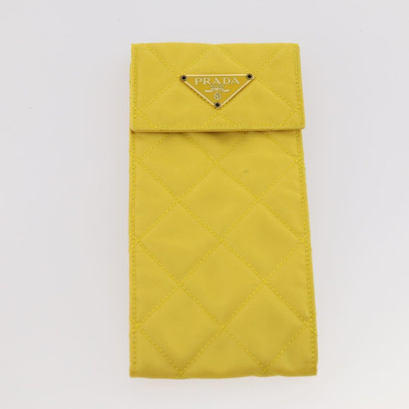 PRADA Pouch Nylon Leather 5 Set Black Yellow Brown Auth 174977