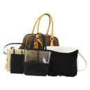 PRADA Shoulder Bag Canvas Leather 5 Set Black White Brown Auth 174978-1