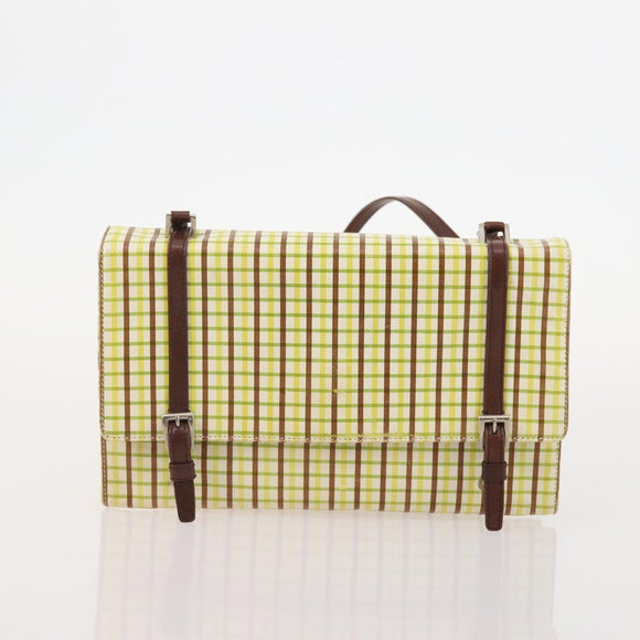 PRADA Shoulder Bag Canvas Leather 5 Set Black White Brown Auth 174978