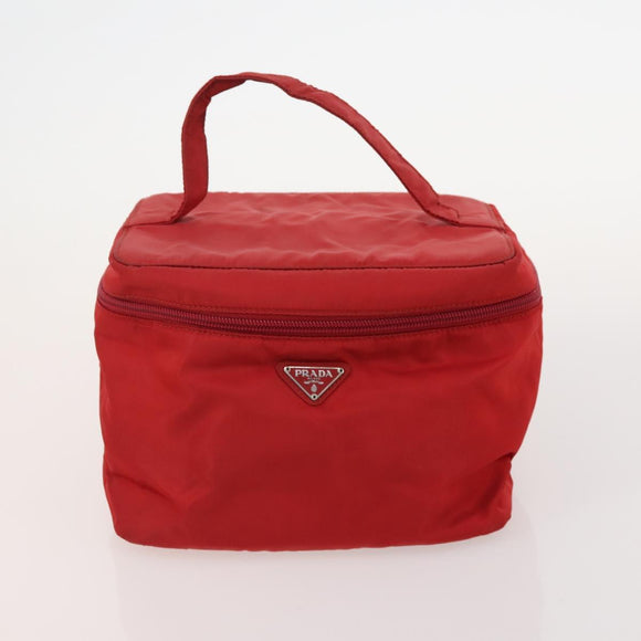 PRADA Vanity Hand Bag Nylon 4 Set Black Red Auth 174980