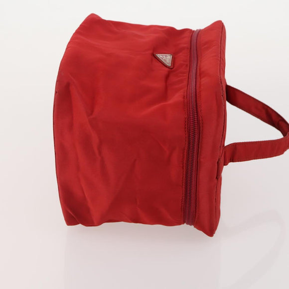 PRADA Vanity Hand Bag Nylon 4 Set Black Red Auth 174980