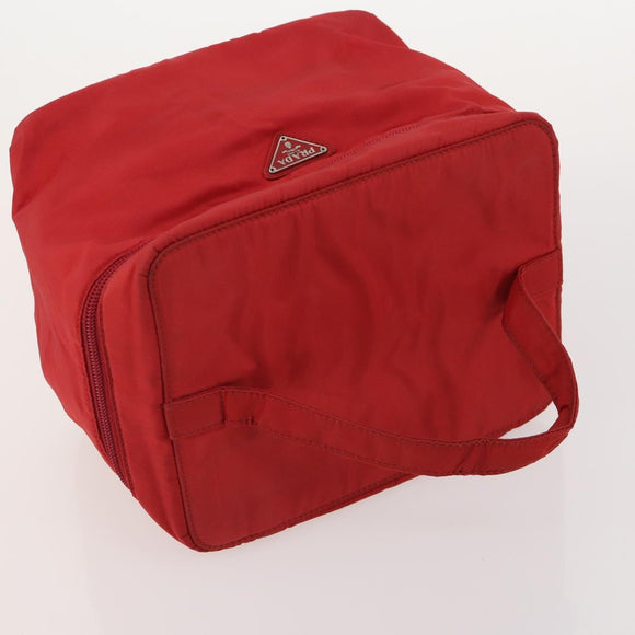 PRADA Vanity Hand Bag Nylon 4 Set Black Red Auth 174980