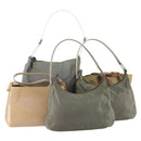 PRADA Hand Bag Nylon 5 Set Beige Green Auth 174981-1