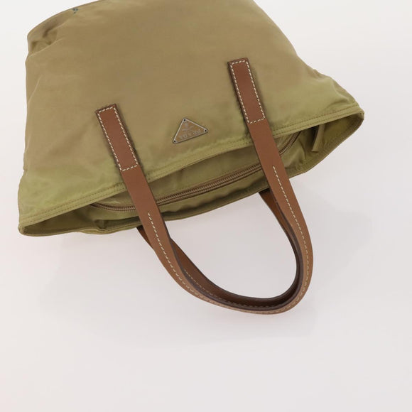 PRADA Hand Bag Nylon 5 Set Beige Green Auth 174981