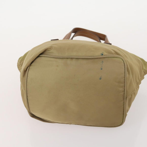 PRADA Hand Bag Nylon 5 Set Beige Green Auth 174981
