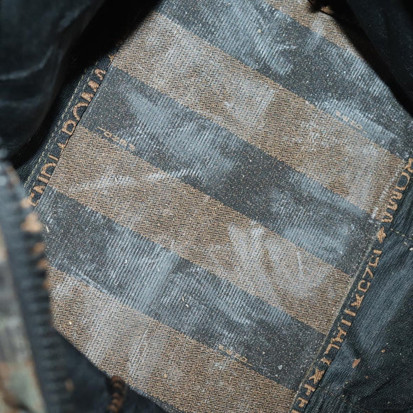 FENDI Pecan Canvas Hand Bag 5 Set Brown Black Auth 174984