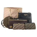 Christian Dior Trotter Canvas Shoulder Bag 7 Set Pink Navy Brown Auth 174985-1