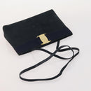 Salvatore Ferragamo Hand Bag Suede Leather 5 Set Black Navy Auth 174986-12