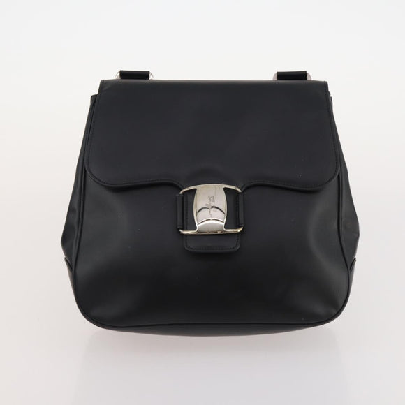 Salvatore Ferragamo Hand Bag Suede Leather 5 Set Black Navy Auth 174986