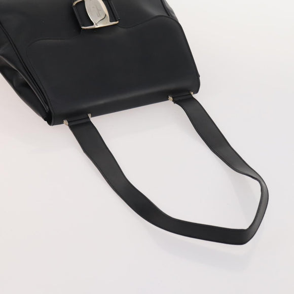 Salvatore Ferragamo Hand Bag Suede Leather 5 Set Black Navy Auth 174986