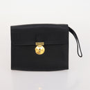 Salvatore Ferragamo Hand Bag Suede Leather 5 Set Black Navy Auth 174986-26