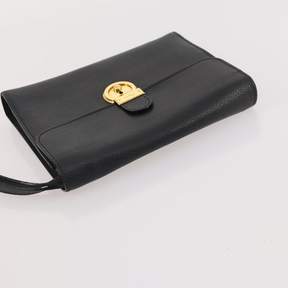 Salvatore Ferragamo Hand Bag Suede Leather 5 Set Black Navy Auth 174986