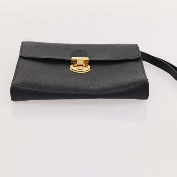 Salvatore Ferragamo Hand Bag Suede Leather 5 Set Black Navy Auth 174986