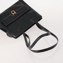 Salvatore Ferragamo Hand Bag Suede Leather 5 Set Black Navy Auth 174986-5