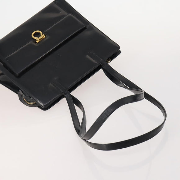 Salvatore Ferragamo Hand Bag Suede Leather 5 Set Black Navy Auth 174986