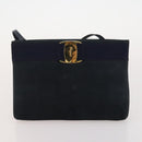 Salvatore Ferragamo Hand Bag Suede Leather 5 Set Black Navy Auth 174986-9
