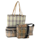Burberrys Burberry Nova Check Hand Bag Nylon 5 Set Beige Auth 174988-1