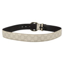 GUCCI Interlocking Guccissima GG Canvas Belt Leather 39"" White Gold Auth 174993-2