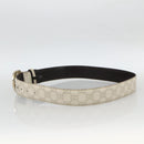 GUCCI Interlocking Guccissima GG Canvas Belt Leather 39"" White Gold Auth 174993-4