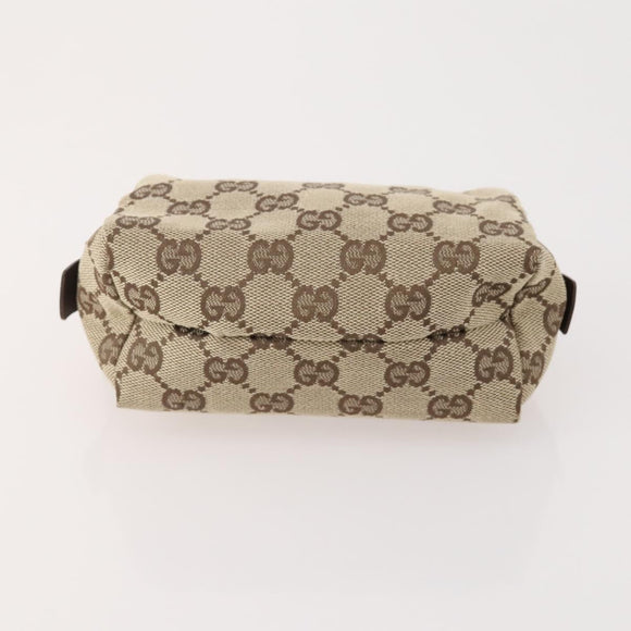 GUCCI GG Canvas Pouch Leather 5 Set Black Beige Auth 174994