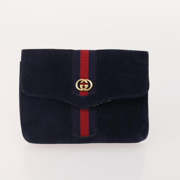 GUCCI GG Canvas Pouch Leather 5 Set Black Beige Auth 174994