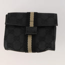 GUCCI GG Canvas Pouch Leather 5 Set Black Beige Auth 174994-2