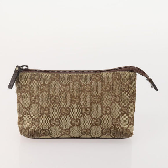 GUCCI GG Canvas Pouch Leather 5 Set Black Beige Auth 174994