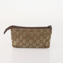 GUCCI GG Canvas Pouch Leather 5 Set Black Beige Auth 174994-23