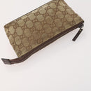 GUCCI GG Canvas Pouch Leather 5 Set Black Beige Auth 174994-24