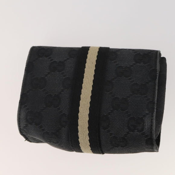 GUCCI GG Canvas Pouch Leather 5 Set Black Beige Auth 174994